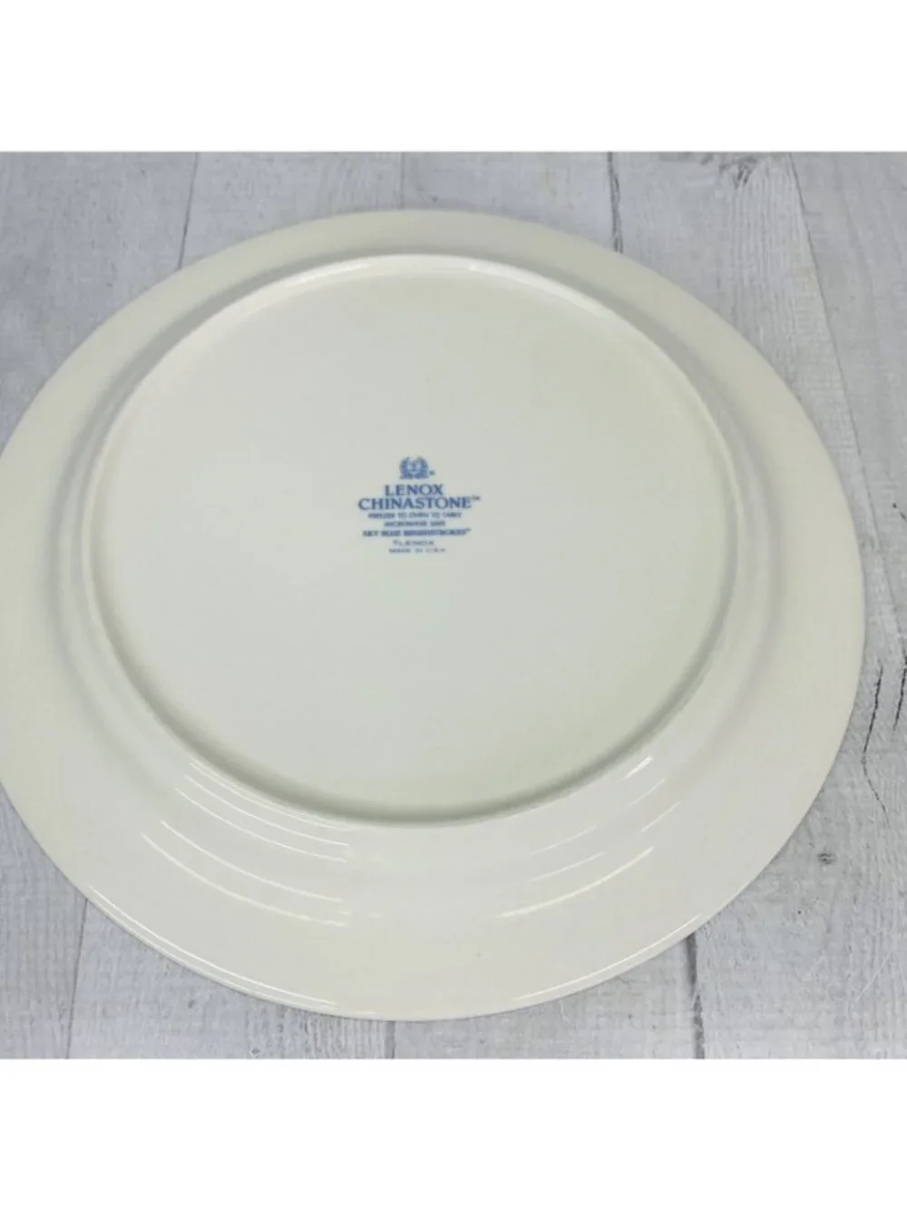 80's Lenox SKY BLUE BRUSHSTROKES Chinastone Green Blue Swirl Dinner Plate Set 4